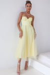 Cindy Tulle Midi Dress - Yellow