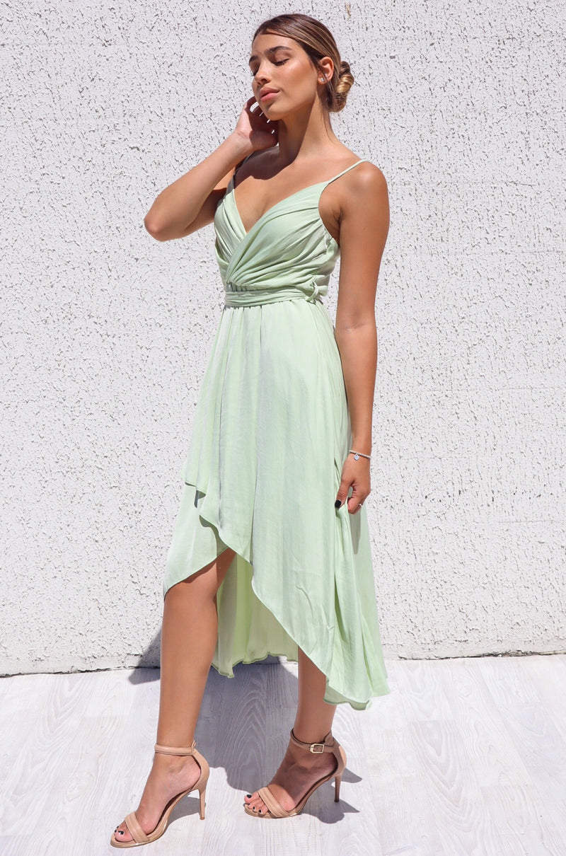 Cloud Nine Dress - Semi Formal Wedding Pistachio Green Stunning Midi ...