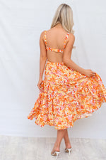 Daisy Midi Dress - Orange Floral