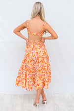 Daisy Midi Dress - Orange Floral