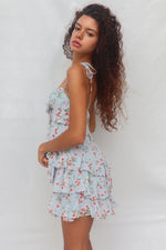 Diddie Mini Dress - Blue/Pink Floral