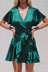 Satin Butterfly Dress - Emerald - Runway Goddess