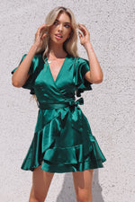 Satin Butterfly Dress - Emerald - Runway Goddess