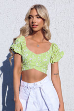 Emery Wrap Top - Green Floral