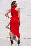 Eva Midi Bodycon Dress - Red