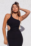 Felice Ribbed Midi Dress- Black