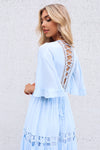 Flora Boho Midi Dress - Baby Blue