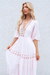Flora Boho Midi Dress - Pink