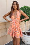 Frankie Mini Dress - Orange Gingham