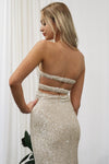 Gina Sequin Gown - Beige