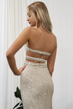 Gina Sequin Gown - Beige