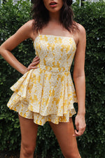 Hanelli Floral Playsuit - Yellow - Runway Goddess