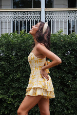 Hanelli Floral Playsuit - Yellow - Runway Goddess