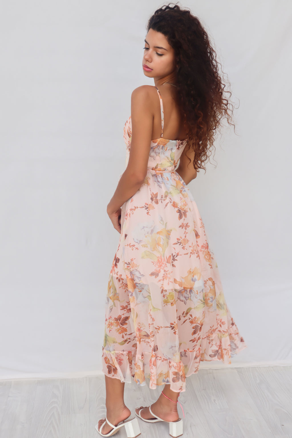 Hayley Midi Dress - Pink Floral
