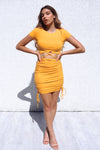 Heather Ribbed Dress - Yellow