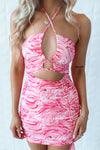 Isla Mini Dress - Pink Swirl