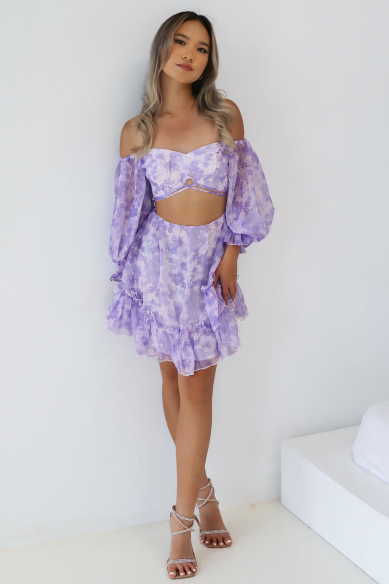 Jezzi Mini Dress - Lilac Floral