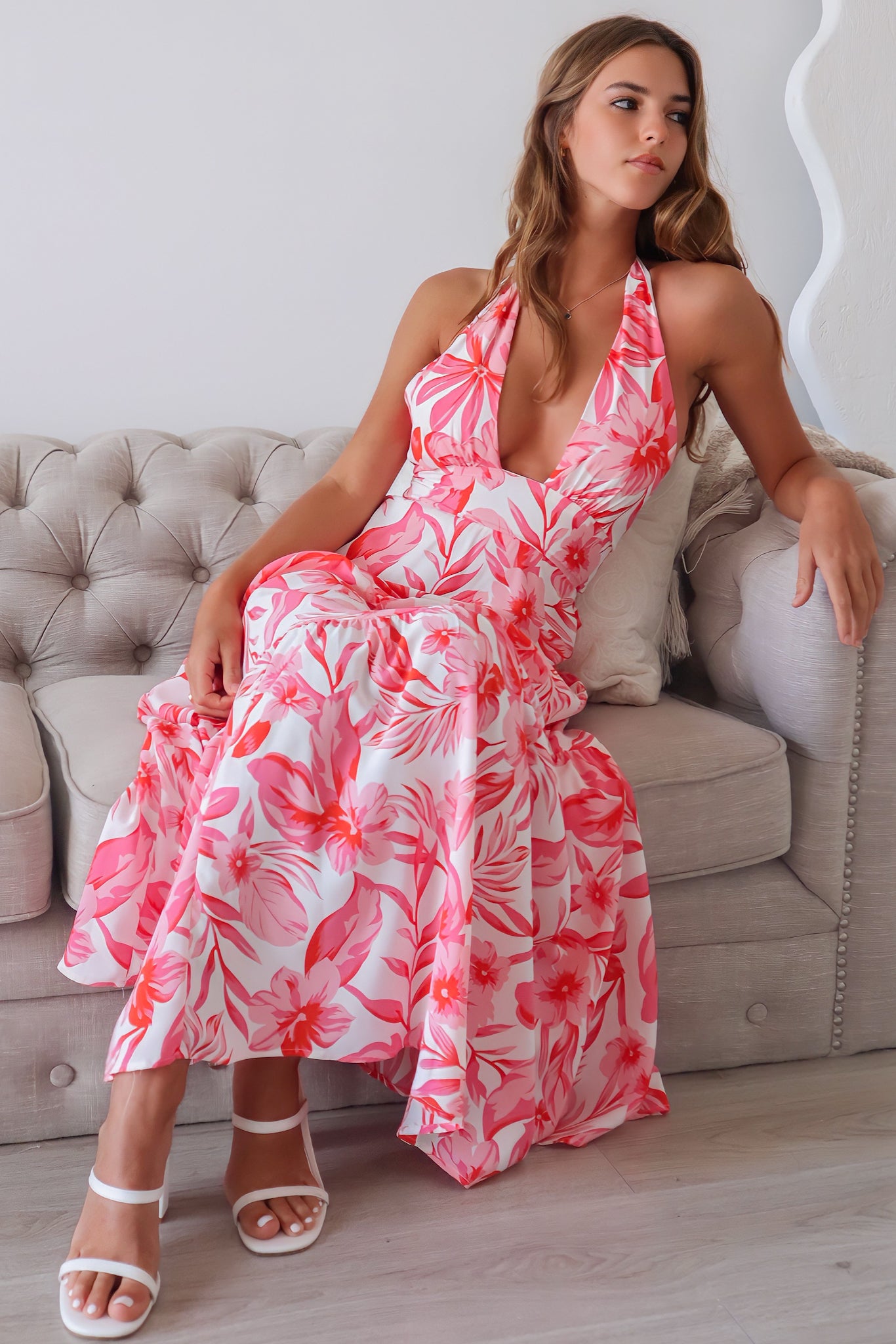 14+ Long Pink Floral Dress