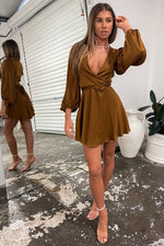 Karma Mini Dress - Brown