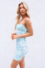 Kaya Mesh Dress - Blue Floral