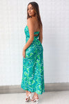 Kyra Satin Maxi Dress - Green Print