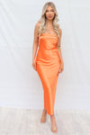 Kyra Satin Maxi Dress - Orange
