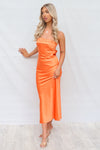 Kyra Satin Maxi Dress - Orange