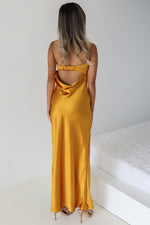 Kyra Satin Maxi Dress - Mustard