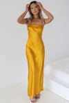 Kyra Satin Maxi Dress - Mustard