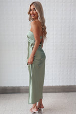 Kyra Satin Maxi Dress - Sage Green