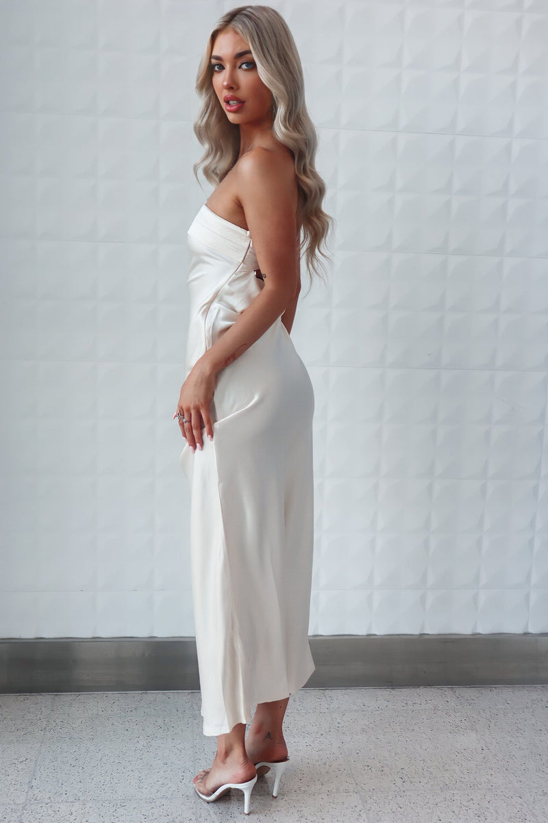 Kyra Satin Maxi Dress - Champagne