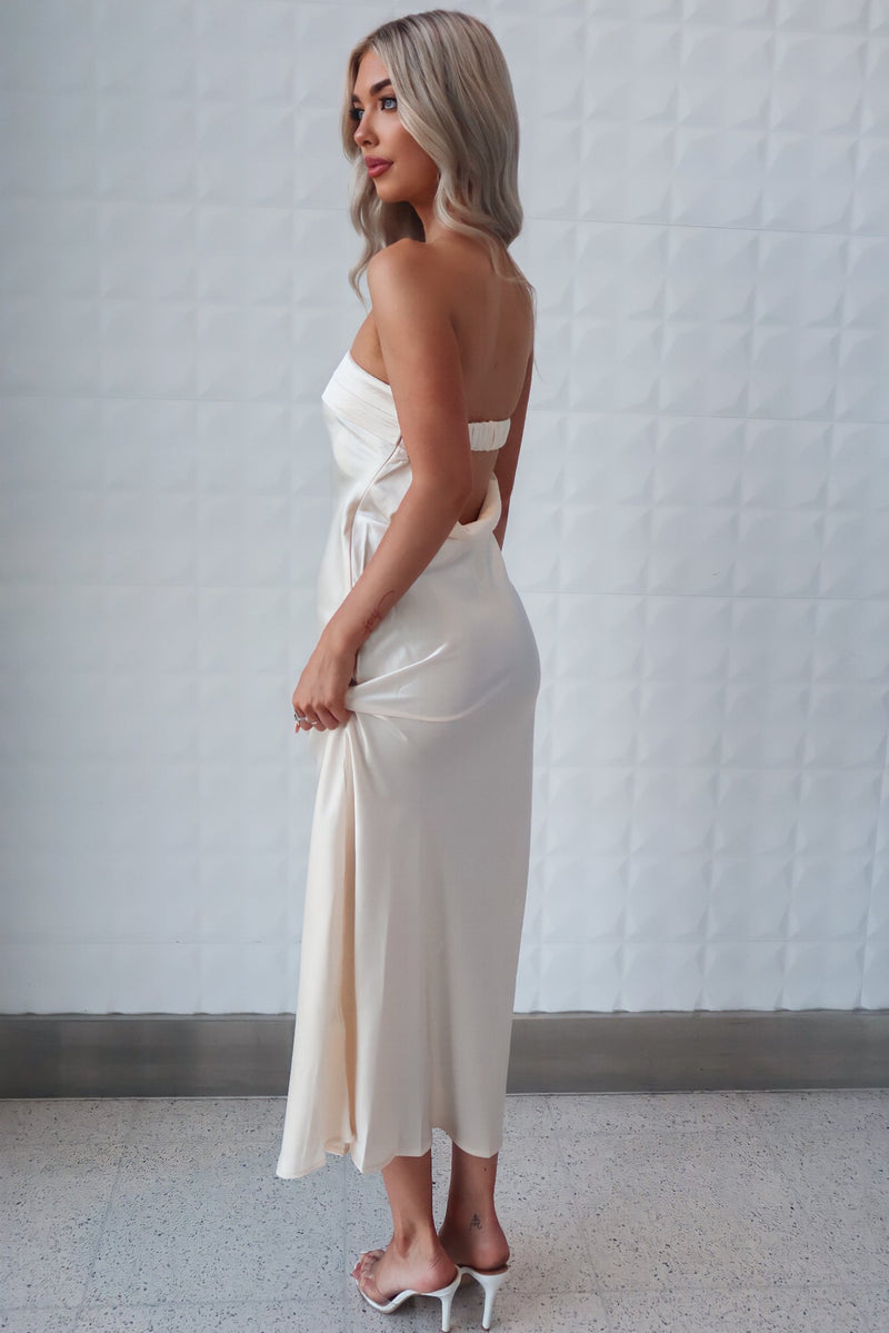 Kyra Satin Maxi Dress - Champagne