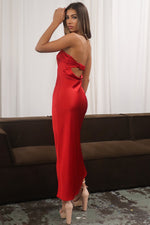 Kyra Satin Maxi Dress - Wine Red