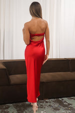 Kyra Satin Maxi Dress - Wine Red