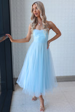 Latisha Tulle Midi Dress - Baby Blue