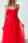 Latisha Tulle Midi Dress - Red