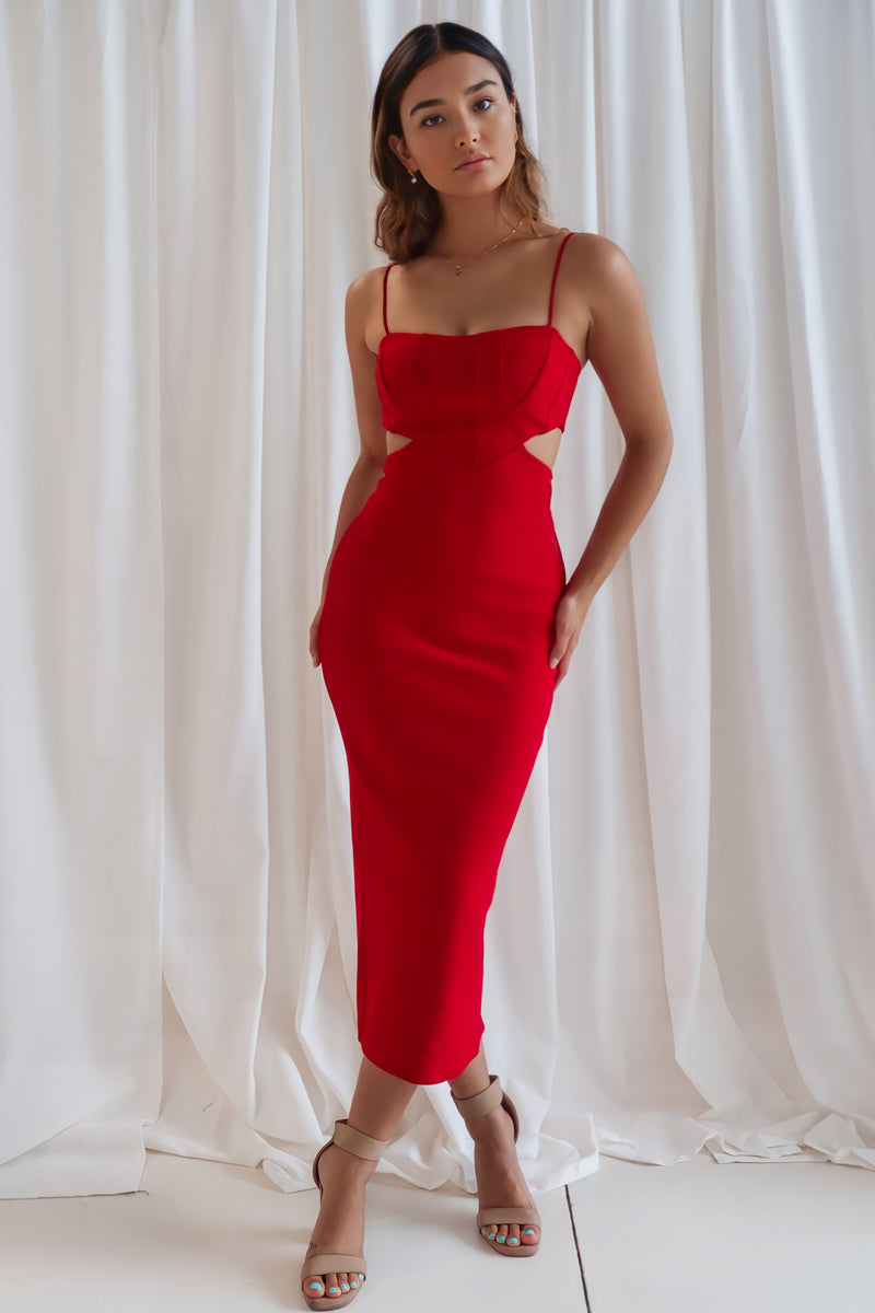 Leah Midi Dress - Red