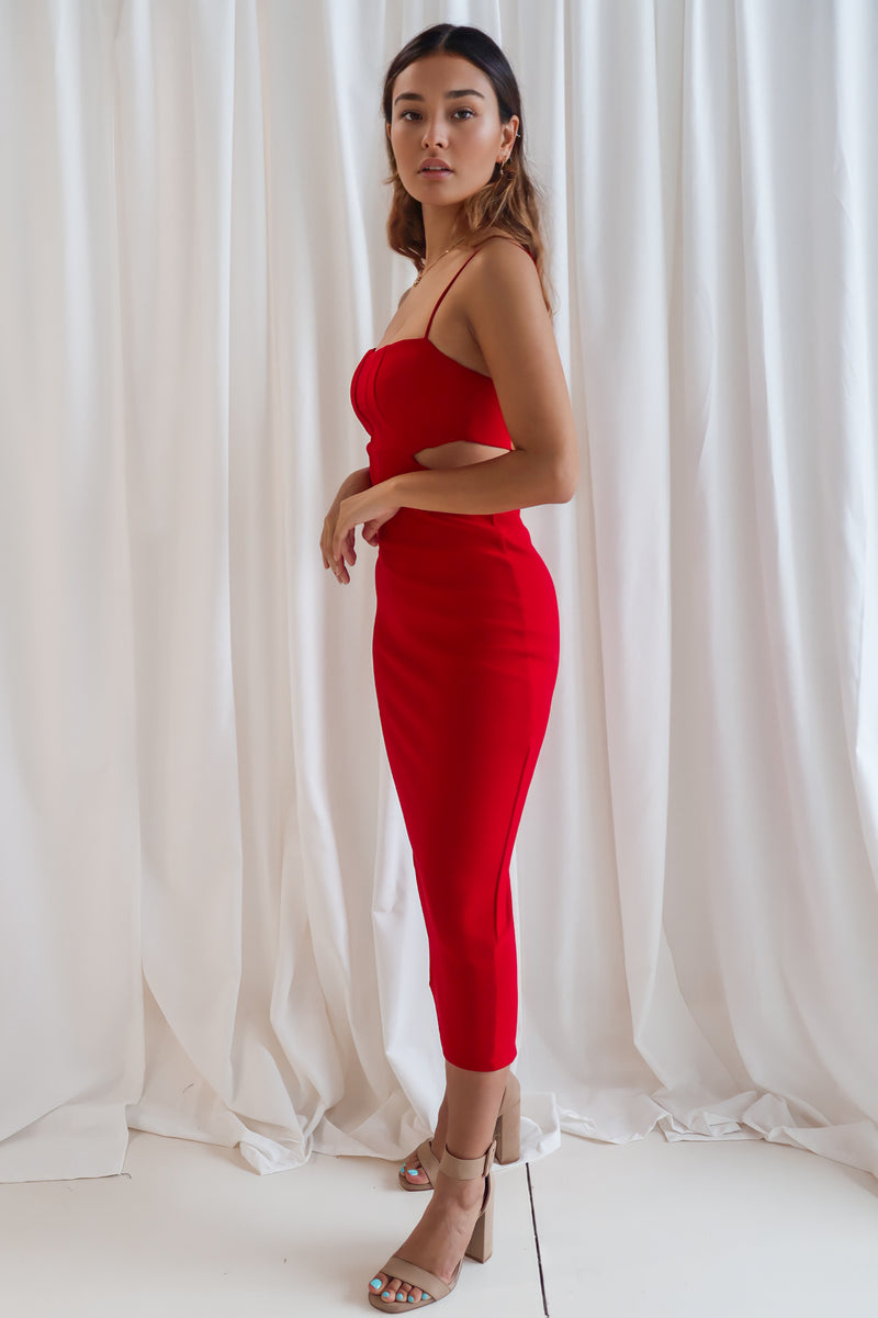 Leah Midi Dress - Red