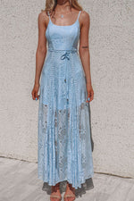 Leticia Lace Maxi Dress - Baby Blue - Runway Goddess