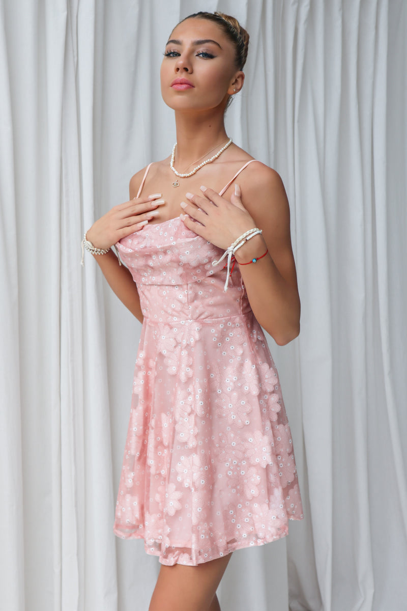 Lila Mini Dress - Pink Lace