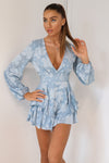 London Playsuit - Baby Blue Print