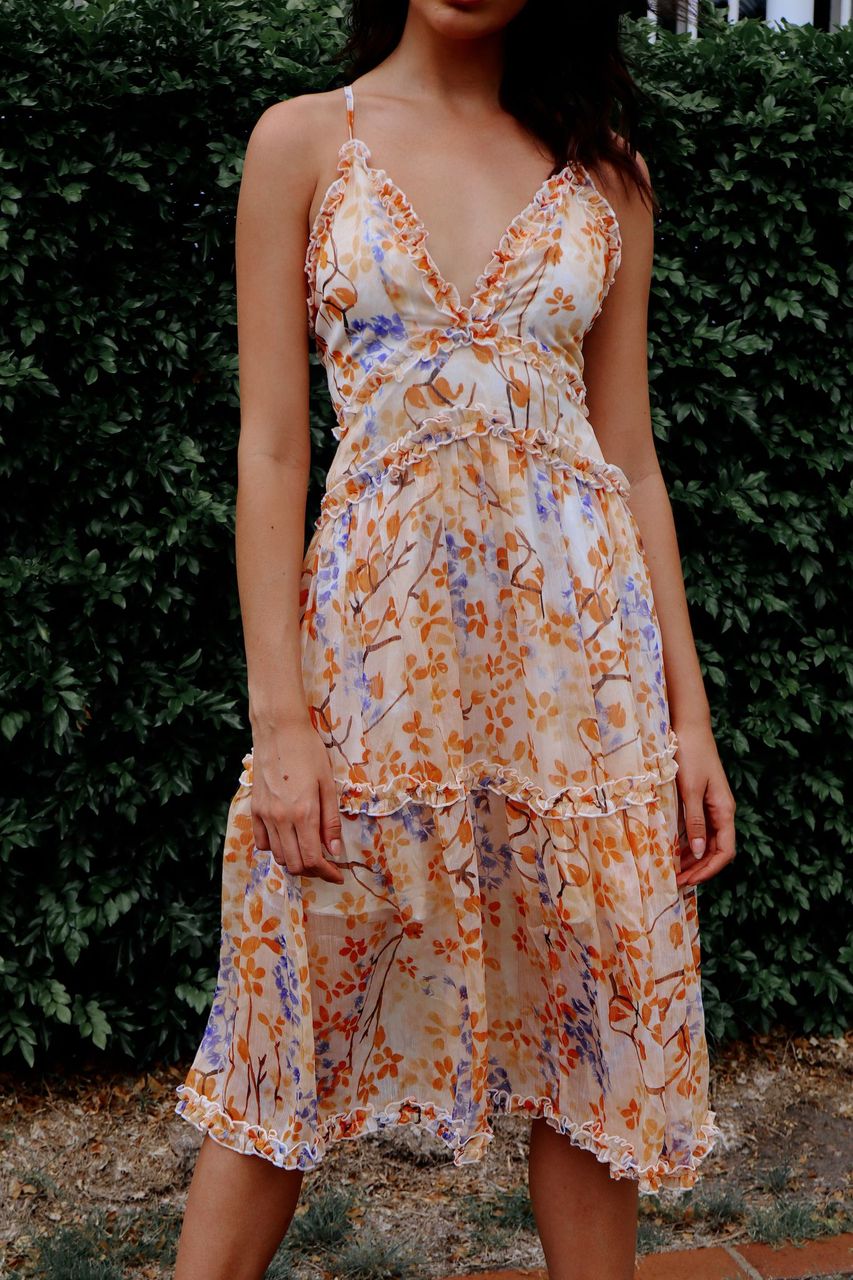 Lucianna Midi Dress - Sunrise Print - Runway Goddess