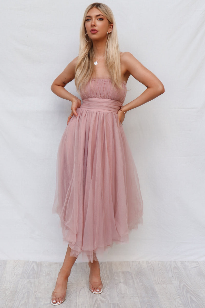 Maria Tulle Midi Dress - Blush Pink