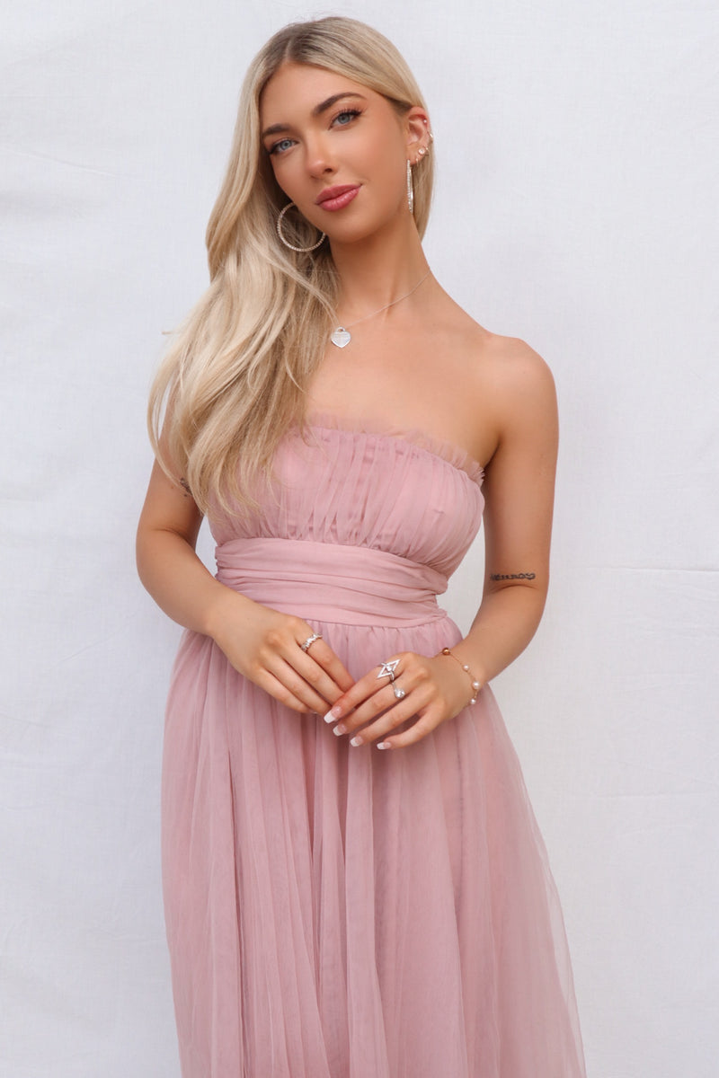 Maria Tulle Midi Dress - Blush Pink