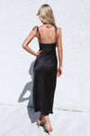 Marlee Satin Black Midi Dress