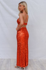 Mayna Sequin Gown - Orange