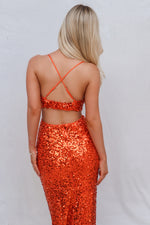 Mayna Sequin Gown - Orange