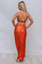 Mayna Sequin Gown - Orange