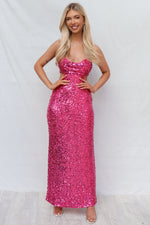 Mayna Sequin Gown - Fuchsia Pink