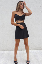 Mercedes Satin Dress - Black